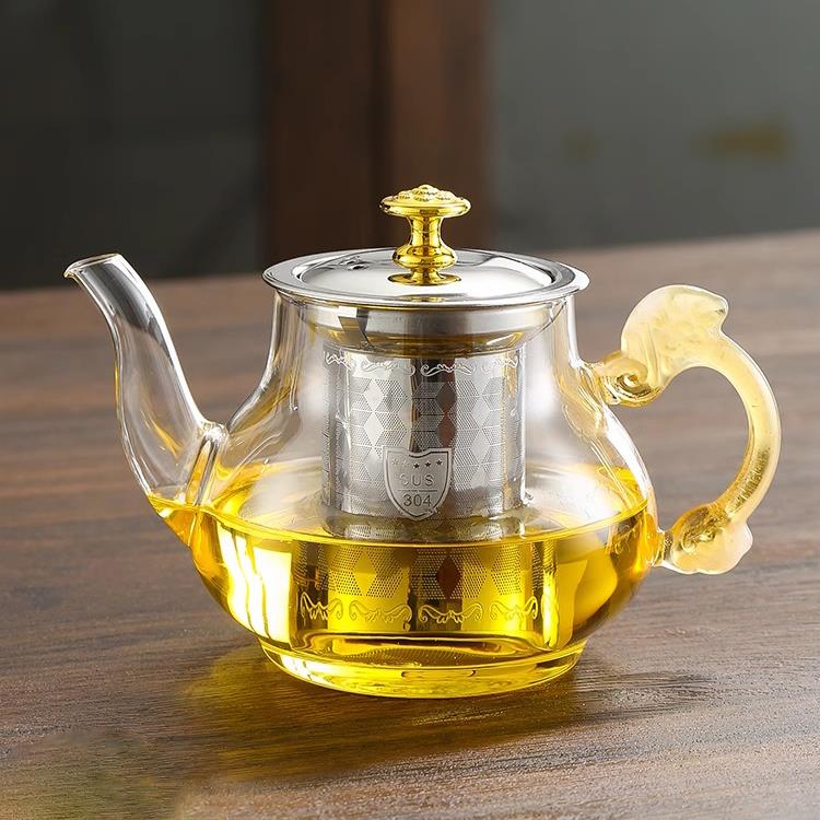 玻璃茶壶耐高温加厚中式客厅冲泡茶壶可明火加热304过滤网煮茶壶