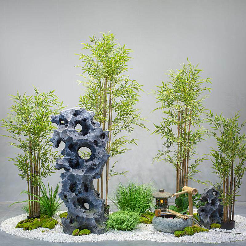 仿真竹子造景屏风隔断室内装饰假竹子高档细水毛竹新中式绿植景观