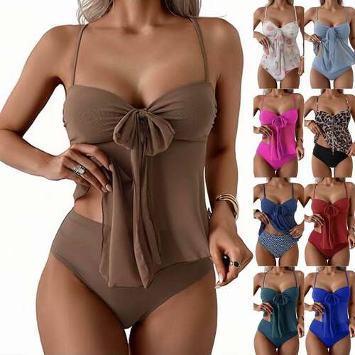 Tankini Swimsuits For Women Tummy Control Flowy Mesh Tops
