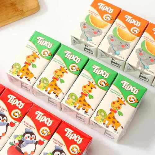 泰国泰宝tipco果汁110ml*4个盒装饮品果蔬汁青橙苹 果葡萄味饮料
