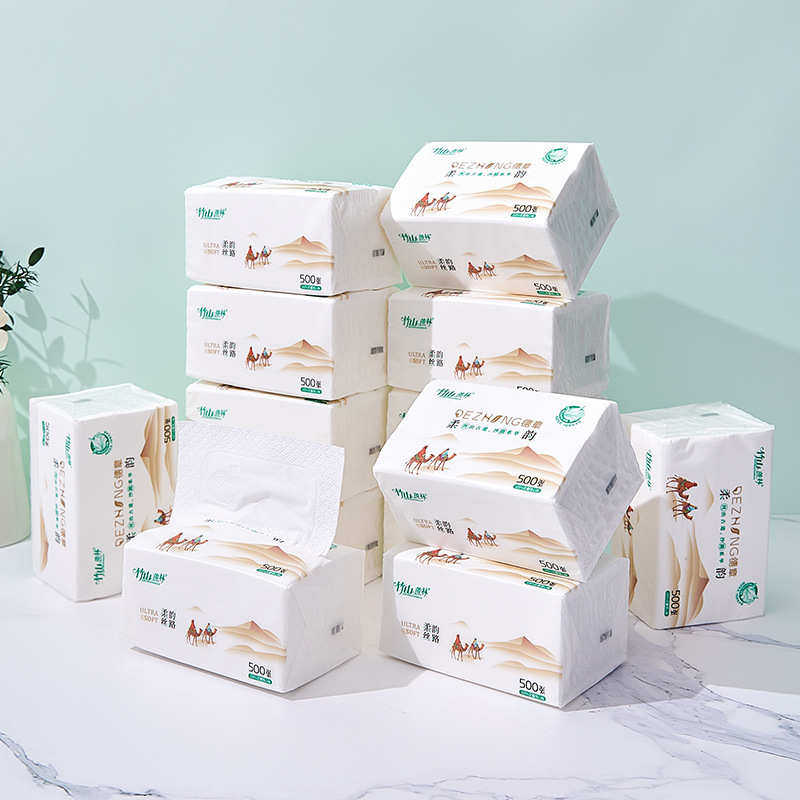 竹山蔗林抽纸500张12包柔韵丝路纸巾加厚可湿水家用餐巾纸面巾纸