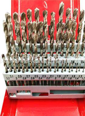 51件装直柄麻花钻头套装HSS高速钢木工铝材开孔套装钻头1-6mm