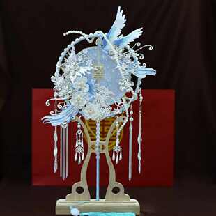 喜蓝成品色系禾婚新品服团扇结婚手工批发秀中式9002新娘扇团扇扇