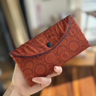 枫外自制 布艺万元大钱包 红包 红色加厚手拿包覆古风利是封