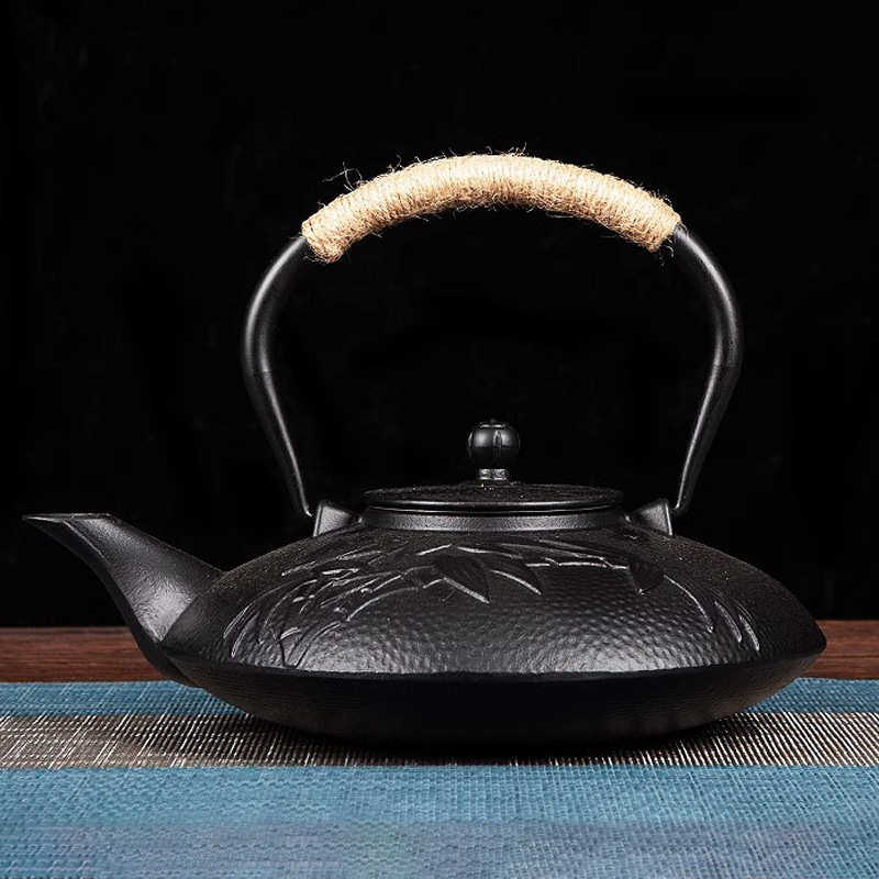 登煌扁型0.8L小丁铸铁壶烧水泡茶壶软装摆件饰品围炉煮茶的壶批发