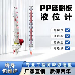 PP磁翻板液位计带远传变送器侧装顶装防腐报警开 关浮球面板水位