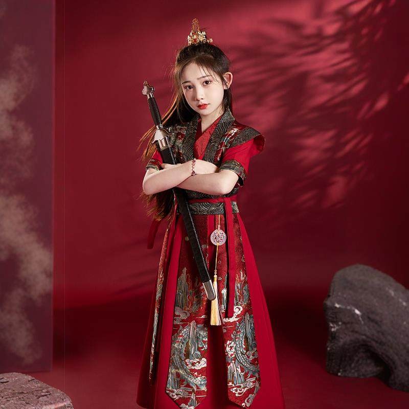 正品原夏薄款短创袖儿童中装国风出英姿飒爽花木兰侠客新款演服古