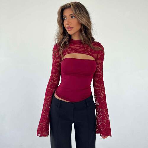 Lace Asymmetric Blouse High Cut Single Shoulder Design Show