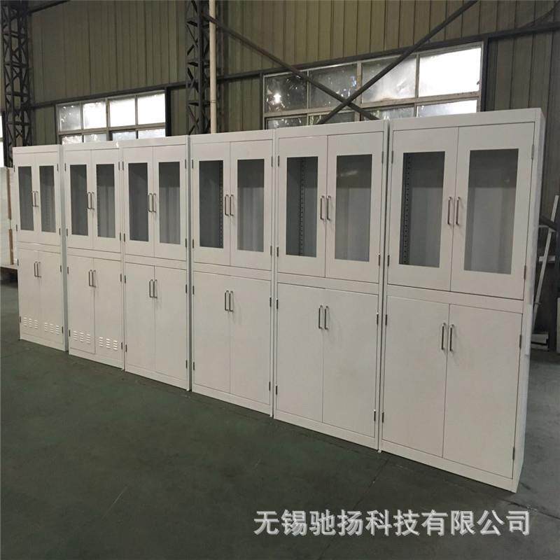 生产全钢器皿柜上下两层上玻璃下柜门不锈钢合页带积液盘