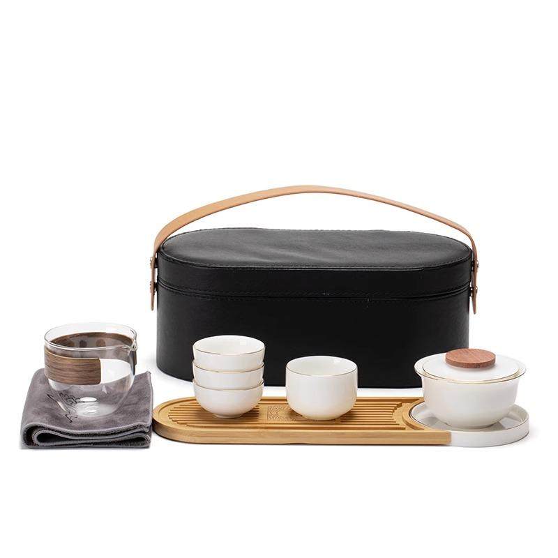 日式旅行功夫茶具小套装家用简约泡茶壶陶瓷茶杯户外茶盘便携式包