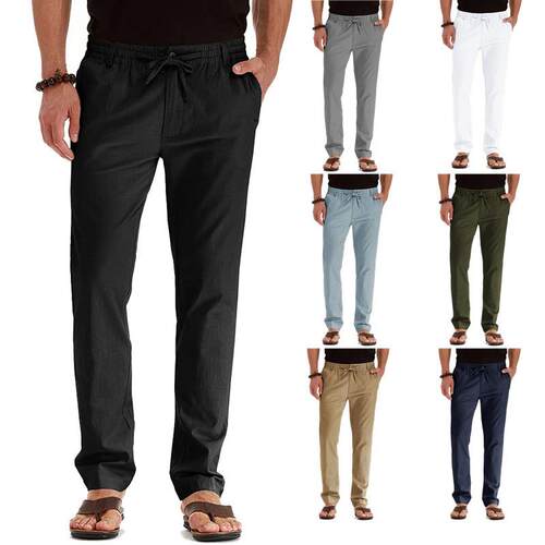 Men's oversized elastic waisted cotton sports pants for men
