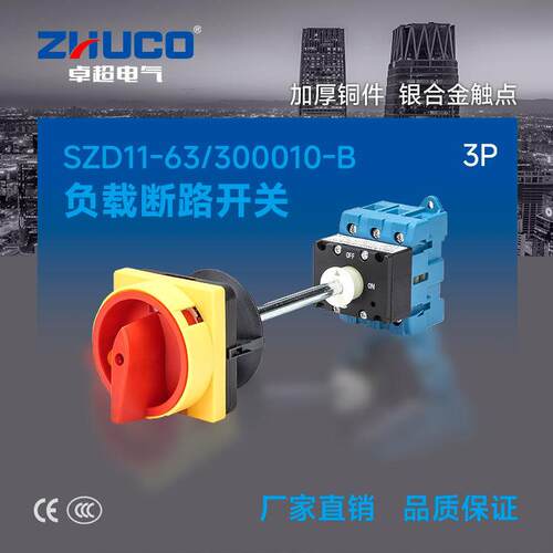SZD11-63/300010-B 三相三线带长杆 门互锁开门断电底座安装