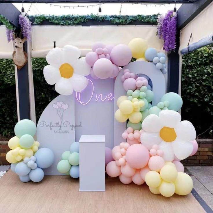 雏菊马卡龙乳胶汽球充气花环套装店面聚会婚礼派对生日气球链卡通