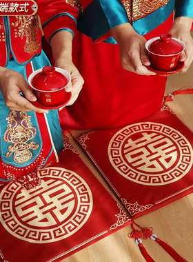 跪垫结婚敬茶坐福垫一对敬酒跪拜红色喜垫新娘改口婚庆用品大全