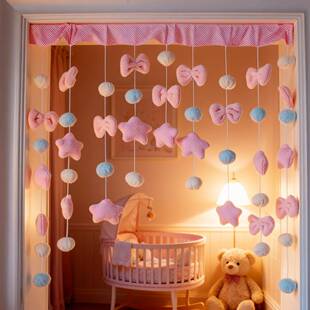 蝴蝶结创意装饰挂帘猫咪门帘挂饰儿童房装饰挂帘卧室入户门隔断帘