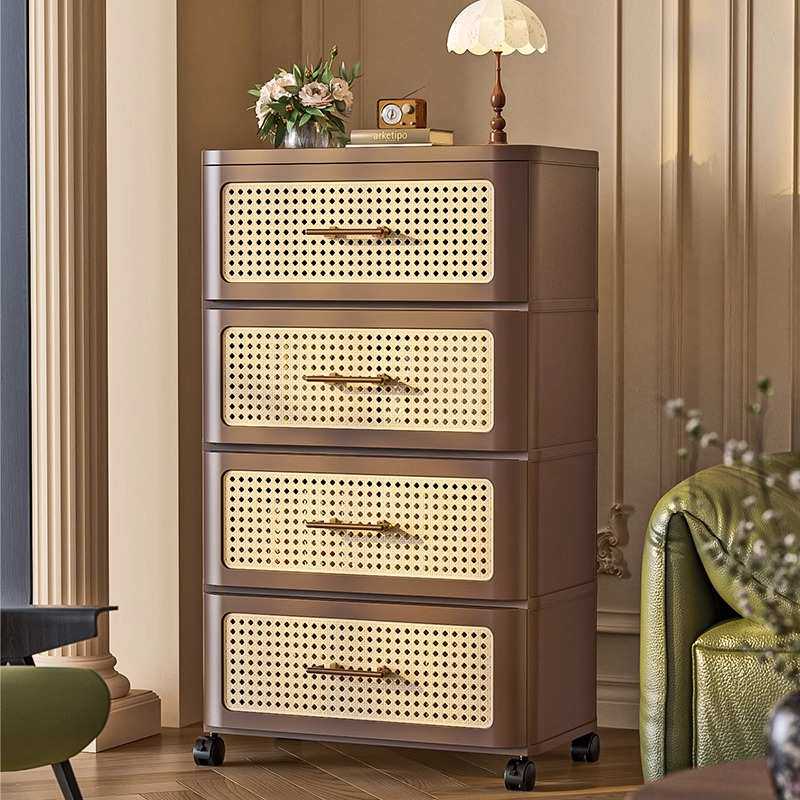 抽屉式收纳柜免安装客厅零食柜卧室落地式带轮床头柜可移动收纳箱