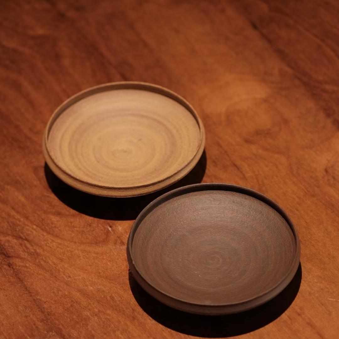 景德镇半斋造物粉引手拉壶承功夫茶具茶托养壶盘壶托盖碗托茶具