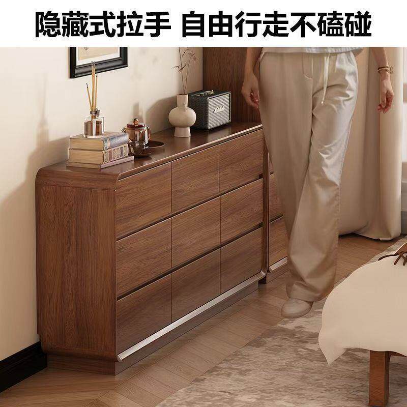 实木斗柜超斗柜客厅一体玄0关储物柜斗柜薄3cm靠墙电视卧室柜收纳