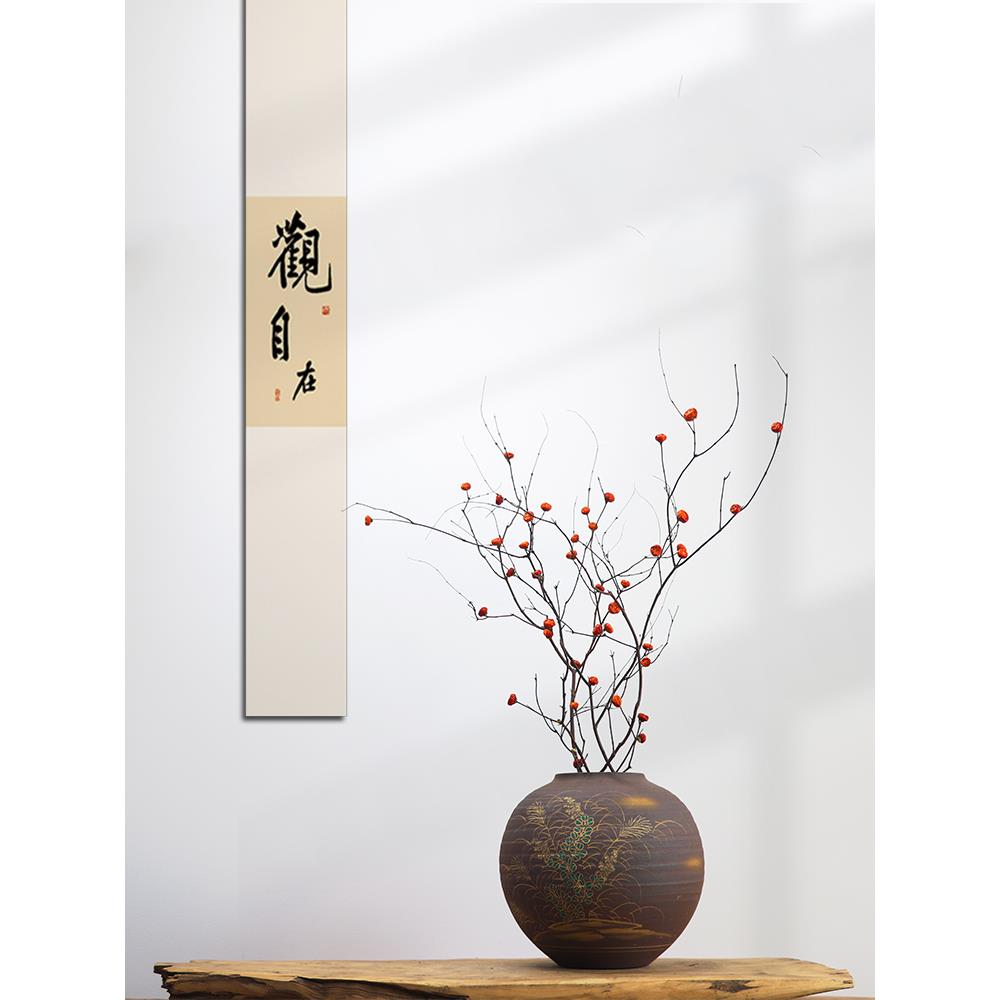天然干树枝干花梅花瓶器中式客厅卧室会所桌面家居装饰摆件侘寂风