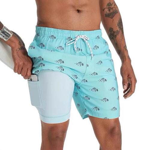 Men 7 Swim Trunks Compression Liner Dry Athletic Shorts