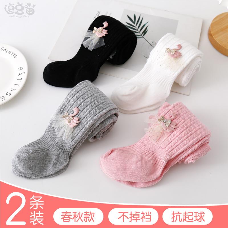 婴儿连裤袜春秋棉纯新款大PP儿童连体秋薄款加裆幼儿女宝宝打底裤