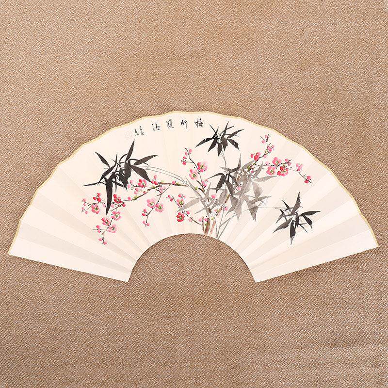 手绘书法苏工纸扇面10寸15方文玩折扇配件中国风山水竹子国画 画