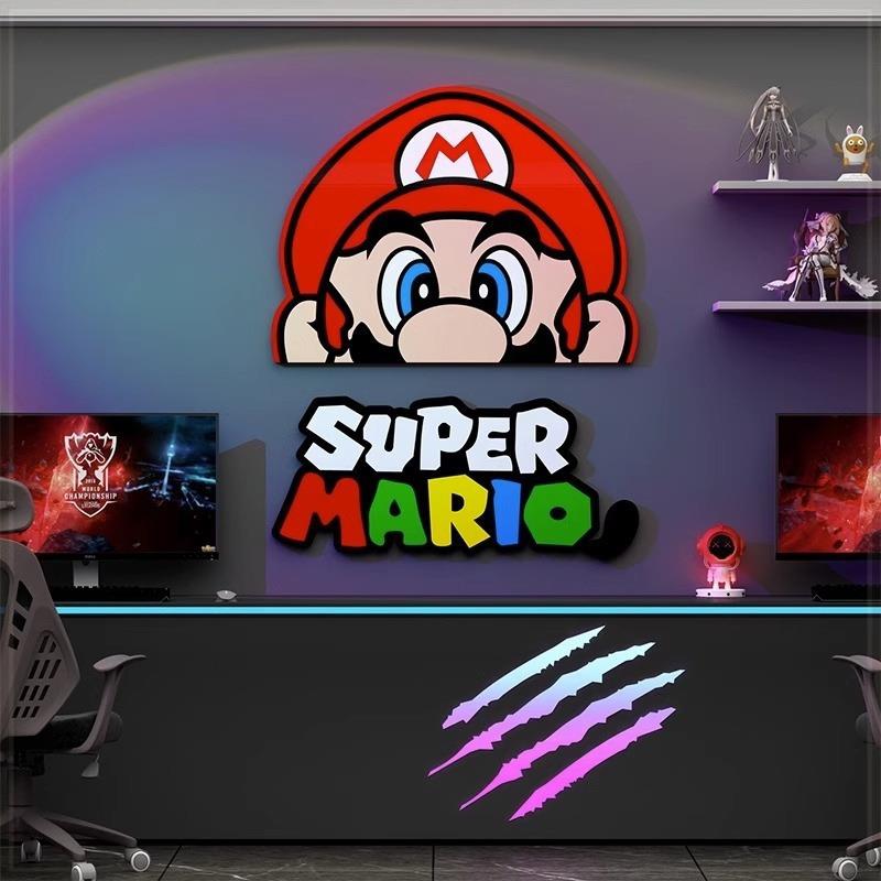 网ff2R8X88马里红奥墙面贴电竞屋房间布置装饰小改造用品画儿区卧