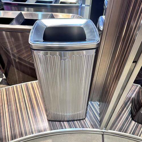 方形竖纹古典无盖不锈钢垃圾桶大号商用酒店商场电梯口办公30L