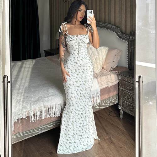 Floral Print Sleeveless Cami Maxi Dress Womens 2026 Summer &