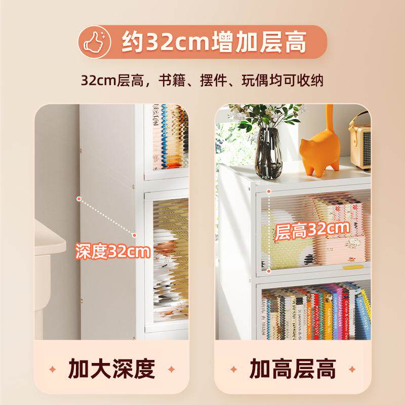 书柜家用落地靠墙防202506J多层带门储物收柜子儿童书房纳尘制简