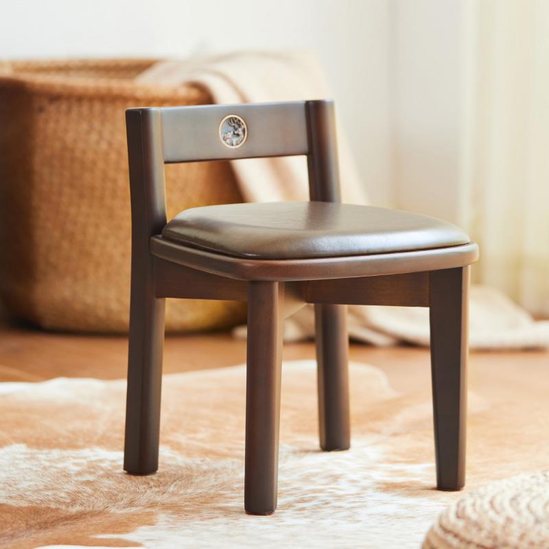 高档矮凳实木靠背凳茶板家用防几小椅子凳子吃饭餐椅滑矮软座皮凳