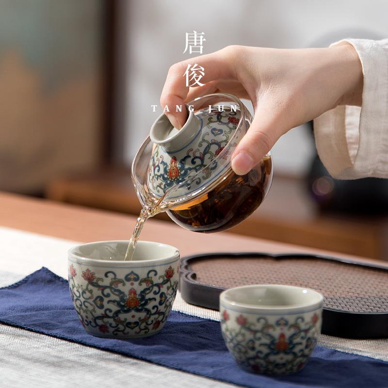 唐俊快客杯一壶二杯户外旅行茶具便携式套装露营泡茶野外2人喝茶