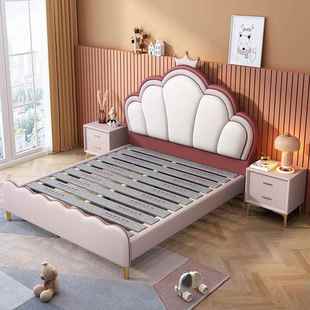 儿童现代简约1床.5米软包靠背床1型.5m中AIM小户储物床男孩女3孩