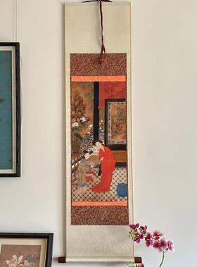 桔子格调贵妃出浴宣和裱新中式仕女图装饰画茶室书房卷轴挂轴挂画