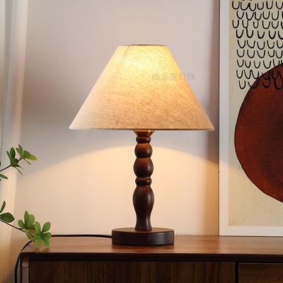 高档2025新款中古实木台风灯卧室床头高级感轻奢温馨灯气氛美式覆