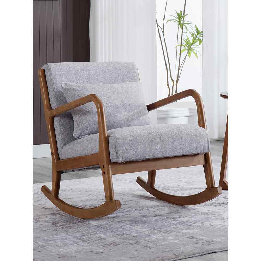 9U小户型中式客厅阳台卧室复古休闲椅家用单人实木懒人沙发摇摇椅