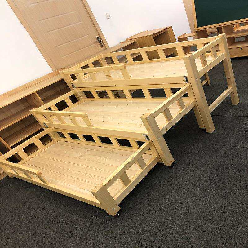 直销幼儿园实木双层床宝宝木质午睡床叠叠床儿童上下铺床