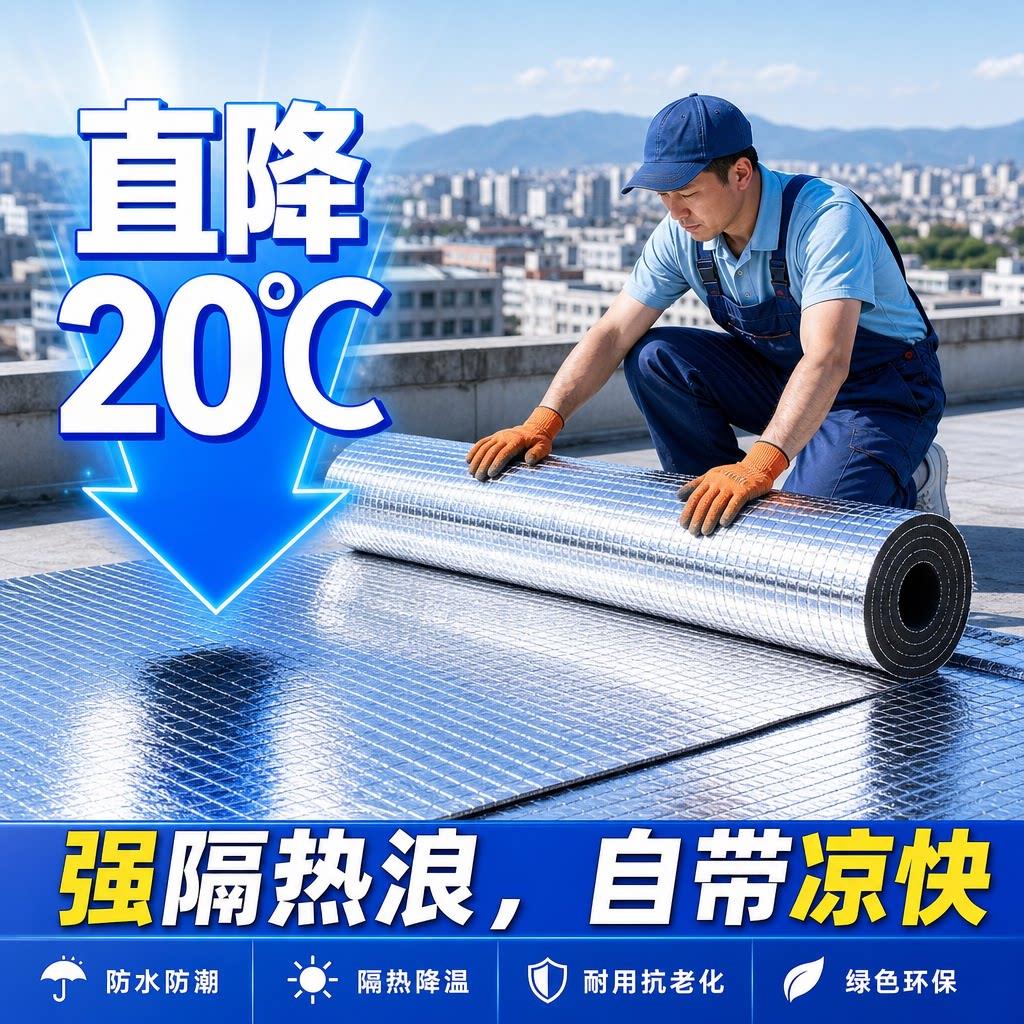 隔热棉保温棉自粘阳光房楼顶耐高温屋顶防晒防水防火铝膜隔热板材