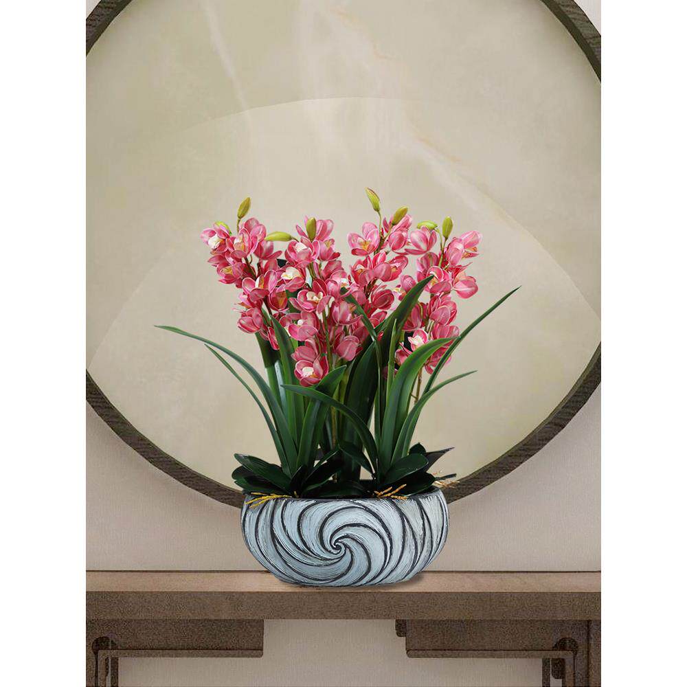 高档客厅蝴蝶兰彷真花艺摆设玄关电视柜假花新中式桌面装饰花盆栽