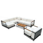 北欧户外休闲可拆卸家具庭院花园别墅防水铝合金柚木沙发组合定制