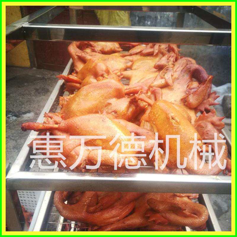 不锈钢熏鸡腊肉用热风烘烤炉 单车挂杆肠制品熏蒸生产线厂家供应