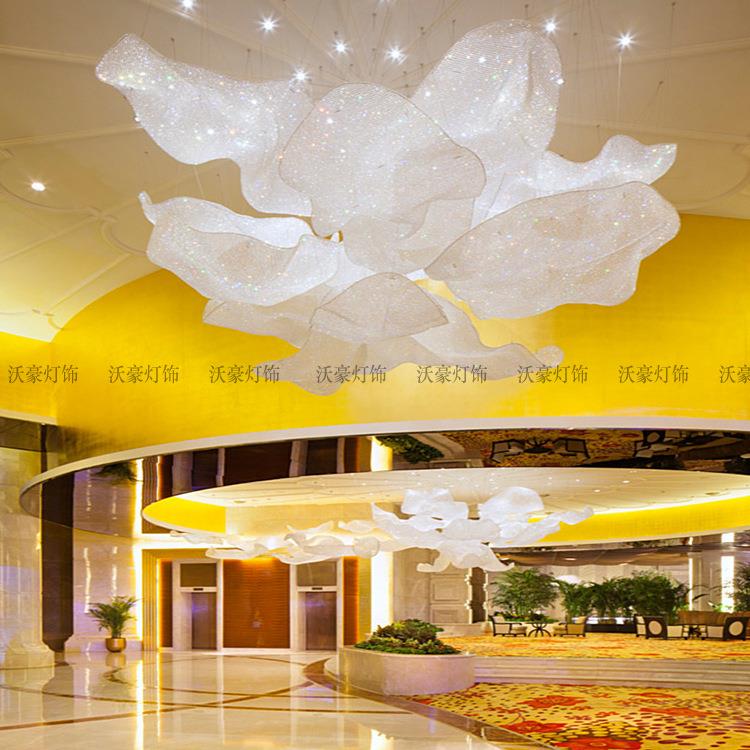 350新布款创意珠编网箥水晶吊灯酒店婚礼置商场空中吊箩饰挂件婚