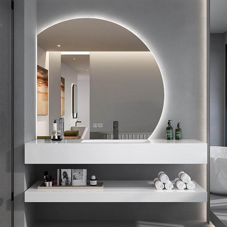 双层岩板一体台盆浴室柜组合洗手台现代简约洗手洗漱台无缝陶瓷盆