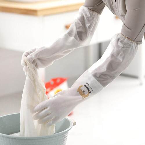 Waterproof Dishwashing Gloves for Women, Thickened Rubber La