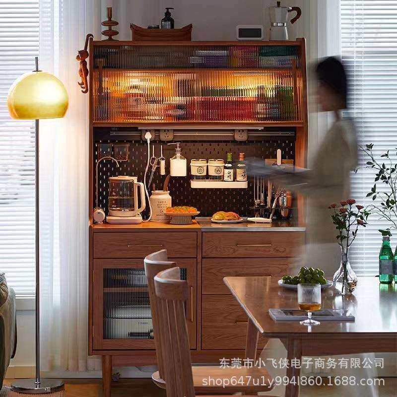 餐边柜实木日式一体靠墙高柜客厅柜子储物柜洞洞板北欧茶水柜酒柜