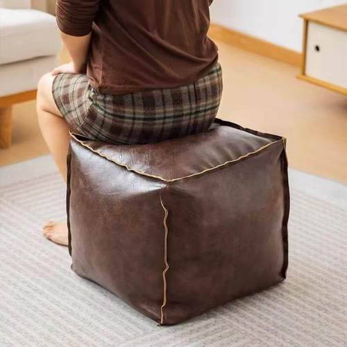 懒人沙发凳旧衣服收纳凳加可拆洗厚皮革脚踏客厅移动坐墩移动凳子