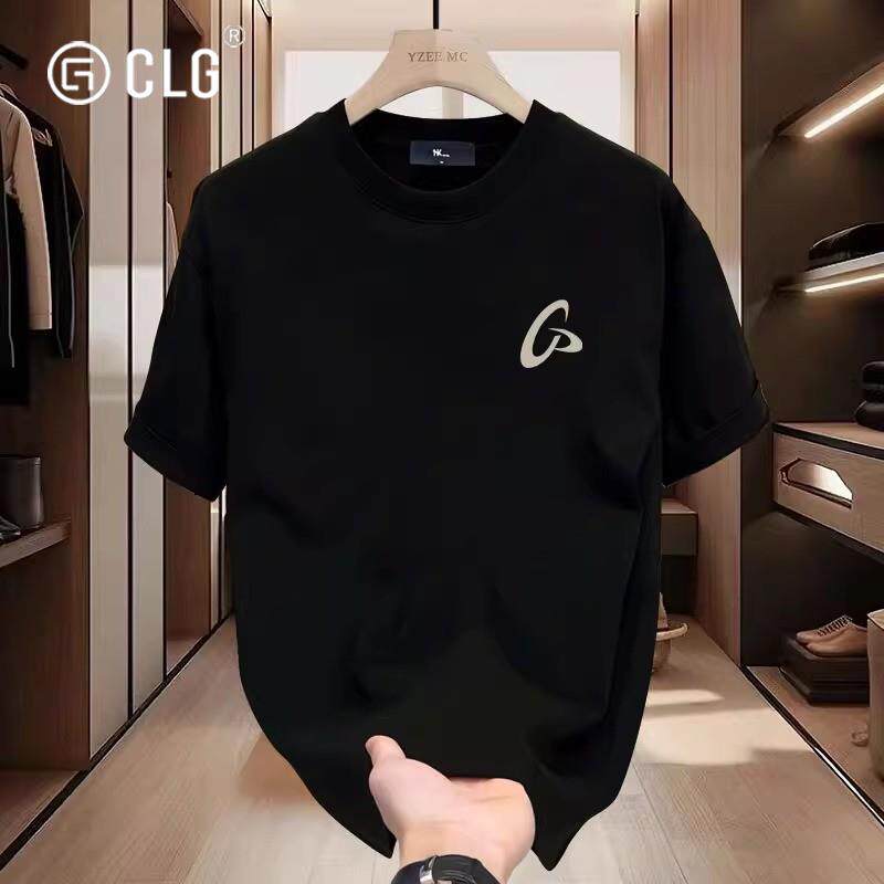 香港CLG潮牌重磅美式痞帅纯棉短袖印花男女款时尚宽松百搭休闲T恤