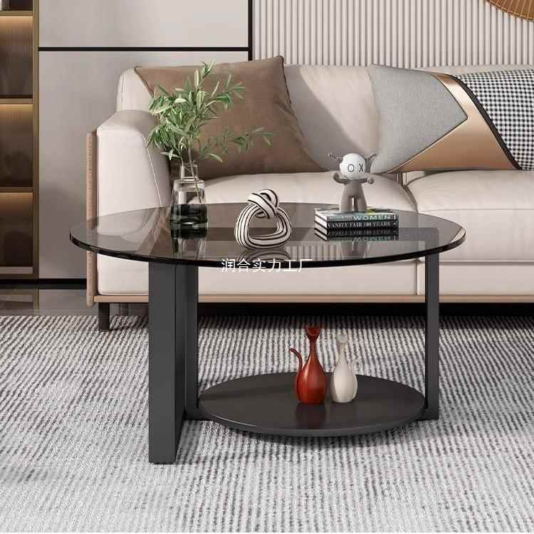 意式几简玻璃JIB茶几客厅家用小户型极轻奢现代简圆形创意网红茶