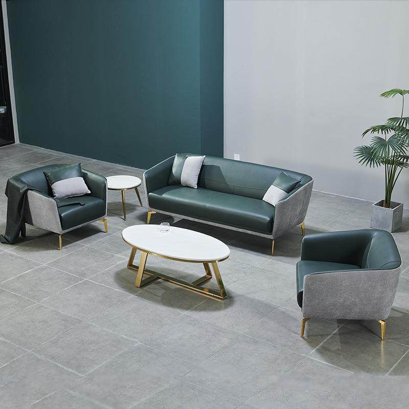 办公室沙发茶几商用休息区时尚轻奢皮布店铺售楼接待会客洽谈沙发