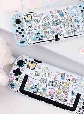 原创咩咩小羊Switch 2白色硬壳保护壳适配任天堂OLED蓝色软手柄套